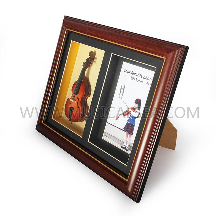 Photo frame with mini violin and decorative p